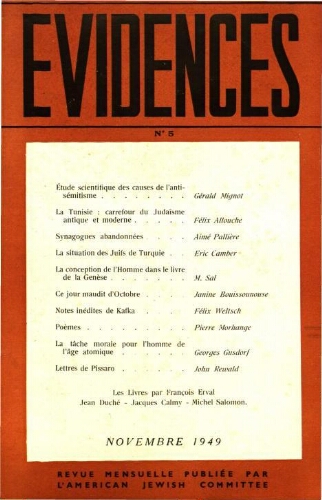 Evidences. N° 05 (Novembre 1949)